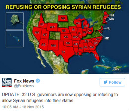 US Governors Opposing Syrian Refugee Entry